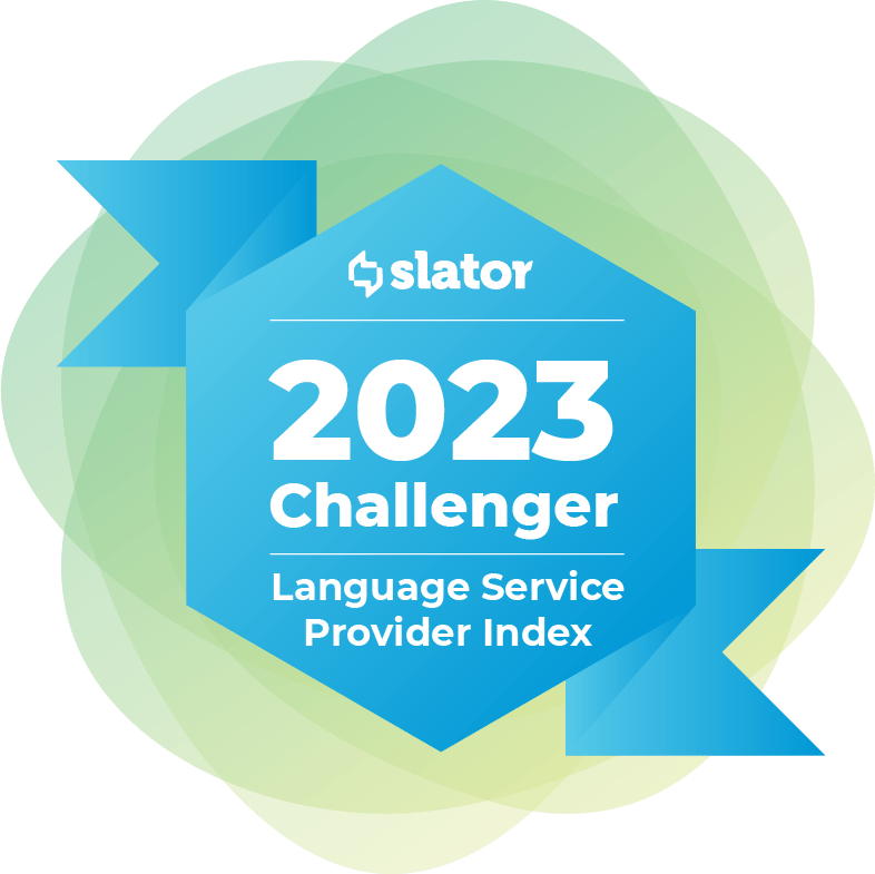 Slator Logo for 2023 Challenger Award for the Language Service Index Provider
